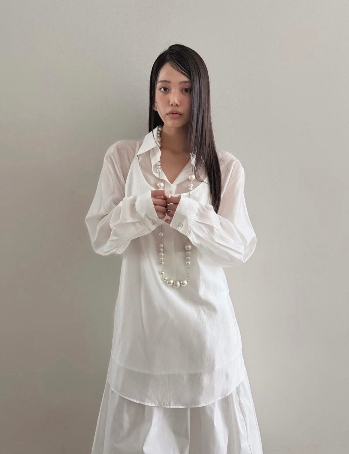 韓系輕透兩件式襯衫